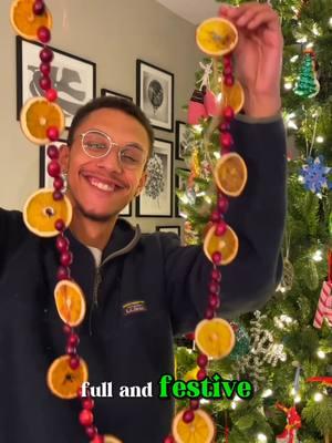 Ditch the plastic holiday decor and get crafty instead🎄Dried orange garland makes for a fun afternoon and can be reused for the years to come🍊 #oranges #driedorangeslices #garland #christmascrafts #holidaydecor