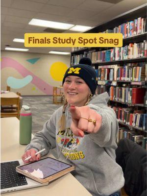 Finding the perfect study spot for finals requires a little bit of luck! 🫵 #UofM #UMich #Michigan #Finals #Studying #Library #StudentLife 