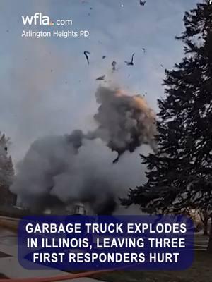 Video captured a garbage truck exploding in a neighborhood over the weekend.  Residents in Arlington Heights, Illinois, are picking up the pieces after the truck exploded and caught fire on Friday night, damaging several homes. During the blast, two police officers and one firefighter were injured by flying debris and post-blast concussion. Read more on WFLA.com. #news #explosion #illinois #garbage #truck #garbagetruck #caughtoncamera #wfla