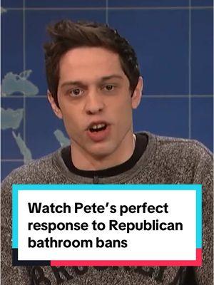 You have to watch Pete Davidson's response to Republicans' bathroom bills. #PeteDavidson #SNL #LGBTQ #LGBTQCommunity #Trans #TransRights #fyp #foryou 