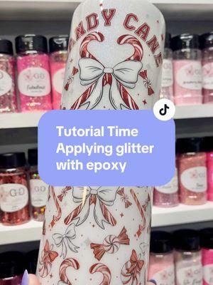 Tutorial Time!! Step by step using epoxy to apply glitter.  🩷Candy Cane Social Club uv dtf and matching vinyl from AGS 🩷@Flynn Sisters Supply Shop Fast Set Epoxy -code AGS10 🩷@Geaux Glitter Co. 2 Strawberry Silk fine glitter and Glitter Lock -code AGS #alanasgiftshop #vinyldecalsdecals #tutorialtime #patternvinyl #uvdtfcupwraps #tumblertutorial #glittertutorial #stepbysteptutorial #tumblersoftiktok #craftingtiktok #geauxglitterco #holidaytumbler 