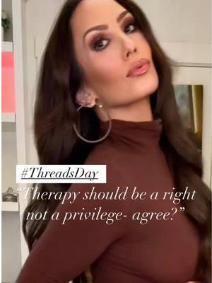 A controversial question this week although in my opinion it shouldn’t be! “Therapy should be a right and not a privilege, do you agree?” 🤔⤵️ It’s no surprise that I believe everyone should have access to free/affordable therapy, because a healthy mind is absolutely essential to achieve anything else in life. It was fascinating to hear your thoughts on this topic, and I hope someday therapy stops being a privilege for only those who can afford it. Happy #Threads Day! 🤍 #creatorsearchinsights 