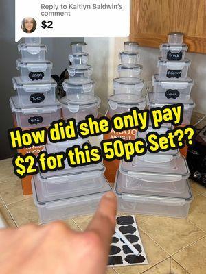 Replying to @Kaitlyn Baldwin Viral 50pc Container Set #fypage #TikTokShop #viral #deal #deals #freeshipping #container #bpafree #dishwasher  #microwave  #freezer  #mealprep #kitchen #food #foodstorage #lids #containers #creatorsearchinsights 