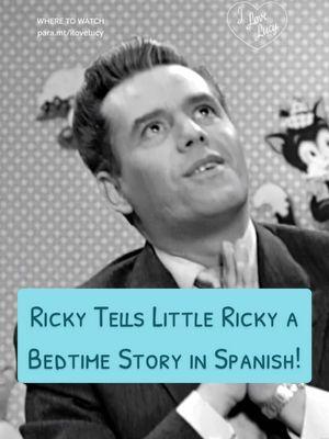 Ricky tells Little Ricky a bedtime story in Spanish!  #ilovelucy Now Streaming on #PlutoTV and Paramount+ #lucilleball #classictv #1950s #babiesoftiktok #dad 