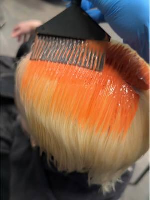 Peach  color application 🍑🍑 with results 🫡⭐️ #peachhair #colorapplication #kaylahardcore #althairstylist #sanjosehairstylist #sosatisfying #hairdye #orangehair #dyedhair #haircolorinspo 