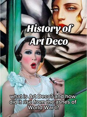 Art Deco may well be the antidote to 2020s griege… Video description: Taipei is a drag queen in dramatic 1920s make up and a light blue satin dress with short dark brown hair.  She stands in front of a gray and green background and describes the history of Art Deco and its visual influences. Photos of illustration/buildings/art are shown as references. #artdeco #architecturetiktok #fashionhistory #1920s #1930s 