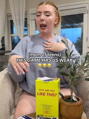 "a Wednesday at SCHOOL" 🤣😭 The way we were WHEEZING by the time this was over… easily a one million / 10 @Exploding Kittens, Inc.  “WHY ARE YOU LIKE THIS” got ours from #Target !! #momofteens #powercouple #surfboard #EKPartner #soccermom #offended #millennialmom