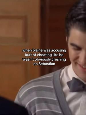 just because your eyebrows are triangles that doesnt mean your love life has to be one too damn… #blaineanderson #sebastiansmythe #glee #gleek #dalton #warblers #lovetriangle #kurthummel #fyp 