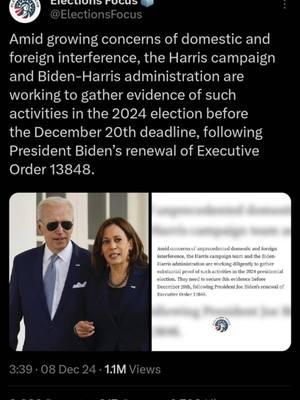 The audio is 2 minutes and 26 seconds, listen to the full audio. This is important. It's regarding E.O 13848.  #foryouforyou #foryoufy #fyfyp #fyfyfyp #viraltiktok #Kamala2024 #JoeBiden #Follow #Repost #Like #Share #makethisgoviral #Politics #ExecutiveOrder #Order13848 #Foryou #Foryoupage #Viral #Viralpost #viralvideo #blowthisup #important #Iykyk #FYI #KamalaHarris #BidenHarris #Fypp #Fyp 