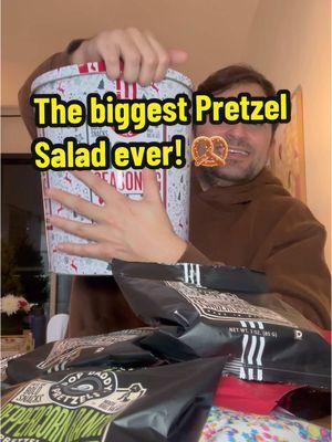 Making the ultimate pretzel salad with SO many different flavors of sweet, spicy and salty pretzels. This was delicious 🥨 #pretzels #pretzelsalad #popdaddysnacks #snacks #snacksrecipe 