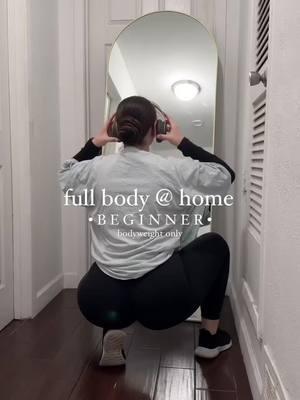 B o d y w e i g h t only full body @ home !! Perfect for any of you starting out or anyone just wanting to get some movement in - any fitness level welcome as always! Remember, your workouts are only as good as you make them! f u l l • w o r k o u t Complete each movement back to back for 60 seconds each. Take a 1-2 minute rest, repeat for 3-4 rounds.  * to make even more beginner friendly, decrease work time to 30-45 seconds.  🐸 prisoner squats  🐸 inchworms  🐸 reverse lunge to knee tuck, which sides halfway 🐸 plank shoulder tap x2 + mountain climber x2 🐸 side step squats  🐸 forearm plank  You can always make any movement easier or more difficult w a modification. Get to work 🙌🏼 _______ #beginnerworkout #beginner #bodyweightworkout #bodyweightexercises #bodyweightfitness #workoutsforbeginners #homeworkouts #fitmom #gymreels #workoutwithme #workoutwomen #momswholift #fitnessjourney #postpartumfitness #fullbodyworkout #fullbody #fullbodyworkouts #circuitworkout #workoutideas #workouttips #gyminspiration #workoutathome #bodytransformation #gymgirl #workoutsforwomen #workoutfromhome #minimalequipment #SelfCare #bodypositivity 