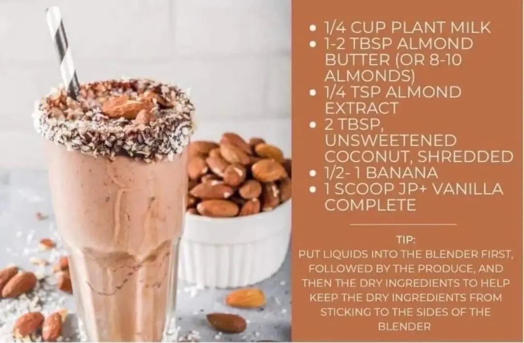 🎄Holiday Shakes🎄 Any Almond Joy fans out there? 🤎🥥Here’s a much better choice for you!  Did you know Almonds have some great nutritional value⁉️ Almonds contain lots of healthy fats, fiber, protein, magnesium and vitamin E. The health benefits of almonds include lower blood sugar levels, reduced blood pressure and lower cholesterol levels. They can also reduce hunger and promote weight loss.🤗 For those who need a nut alternative, you might try Sunbutter and vanilla extract instead of the almond.  Also, I am not a huge chocolate fan, but I sure love our Chocolate Complete! I’ll be making mine with Chocolate Complete instead of Vanilla. Both are delicious!  Let’s see those shakes. Which will you choose- Vanilla 🤍or Chocolate🤎 Complete?? #almondjoy #holidayseason #shakes #holidays 