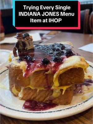 Trying every Indiana Jones menu item at IHOP was quite the adventure 🤠 (Not sponsored, but couldn’t help myself wanting to taste them all and get the #IndianaJonesAndTheGreatCircle glass!) #indianajones #ihop #ihoppancakes #frenchtoast #foodreview #Foodie #breakfastfood