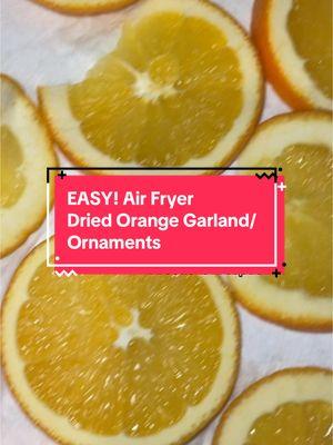 These dried orange slice ornaments are so easy. Cut your oranges into slices and lay them out on paper towels.  Then get as much juice out of them as you can with paper towels, and place them in your air fryer in a single layer. My air fryer only goes down to 200 degrees F so I did that for about 30 minutes, flipping them halfway through. If yours aren’t completely done, leave them in for a couple more minutes, but make sure to keep an eye on them. I chose to let some of mine in for longer until they took on a different color so there was contrast.  This is so much better than having to wait like five hours.  Then I just poked a hole with a paper clip and used some fishing string. Make sure to follow along to see how I use these on my tree. 🌲 #fyp #christmas #holidaytiktok #decoronabudget #driedorangeslices #diyorangegarland #driedoranges #howtomakedriedoranges #airfryerhacks #airfryerdriedoranges #cottagecore #cottagecorechristmas #witchychristmas 