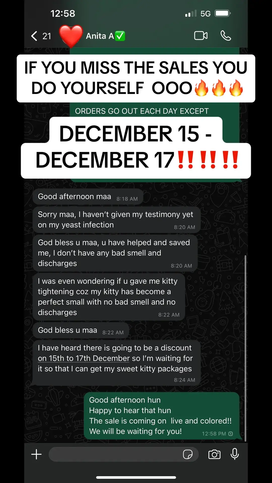 Come to us for all your male and feminine hygiene needs🔥🔥🔥 December 15th - December 17th ‼️ 💃🏽💃🏽💃🏽💃🏽💃🏽💃🏽💃🏽💃🏽💃🏽 #tiktokghana🇬🇭fyp #laasu #ghanatiktokers🇬🇭🇬🇭🇬🇭 #herbalmedicine #kittykarmaghana #herbs #ghanafuodotcom #ghanatiktokers #ghanafuodotcom #kayanmatanotjazz  #herbalmedicine #ghanafyp🇬🇭 #ghanafyp👍👍❤️❤️❤️🇬🇭🇬🇭🇬🇧 #ghanatiktokers🇬🇭🇬🇭🇬🇭 