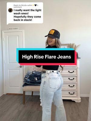 Replying to @Nicole-sahm⚡️🖤 They are restocked babe RUN 😍✨ #Jeans #Flarejeans #Tummycontrol #Highrisejeans #Jeansforwomen #flares #Flaredpants 