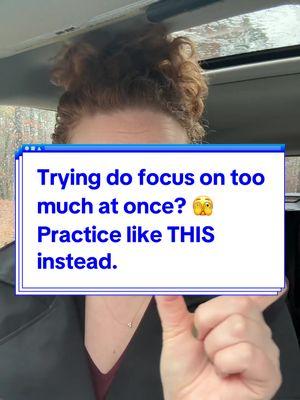 A huge reason singers get frustrated is because they’re trying to make too many improvements once. It’s great to have a lot of goals and want to make positive adjustments in your songs, but your brain can only hold so much at one time.  Stop trying to keep 10 different objectives present in your mind at once!  Instead, distill the changes you want to make in your song down to one or two things, and then sing through your whole piece with only those things in mind.  Repetition means this will become muscle memory and over time, you’ll be able to move onto the next one or two improvements that you want to make in your song.  Stop feeling frustrated during your singing practice and instead be more intentional with the choices you want to make! #singingpractice #masteryourmix #singbetter #singingtips #singingadvice #singinglessons 