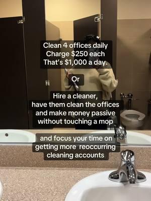 How to secure your own cleaning account☕️ 1) Start a cleaning business 2) Get set up Systems, business insurance, branding, cute lil website, bank account to accept payments, etc  3) Make a list of all the business’s in your area. (Have AI do it for you)  To call them up, email them or visit in person to offer your 5 star services.  4) Set up an appointment to go see the space with a manager of the facility. To be able to give a accurate quote.  5)Send in your proposal and wait for that YES!  6) Set up your janitor closet and hire your cleaners.  7) Make money & reinvest some back into your business to MAKE MORE MONEY.  8) easily access business funding and put it towards hiring skilled individuals like for marketing, sales, HR and grow that business!  If you want to copy my ENTIRE BUSINESS! Go to the link in my bio and START NOW #cleaningbusiness #cleaning #CleanTok #smallbusinessidea #SmallBusiness #womanboss #girlboss #moneytok #howtomakemoney #sidehustle 