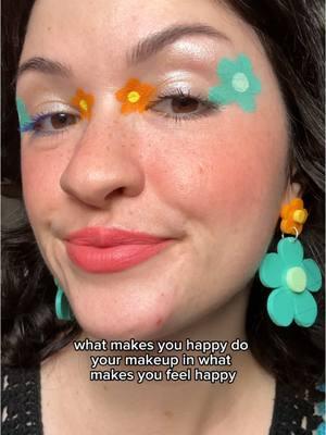 @The Kitschy Cactus | Shanna earrings are so cute!!🌼🫶🏻  @about-face beauty matte fluid eye paints and @Glisten Cosmetics LTD wet liners! #colorfulmakeup #boldmakeup #graphicliner #funkyearrings 