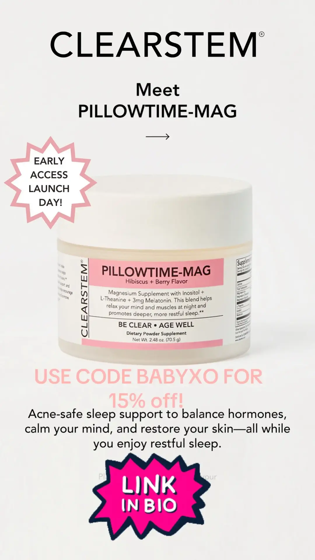 Have trouble falling asleep? Relaxing at night? Insomnia? Anxiety?! & want a natural ingredient aid, LOOK NO FURTHER @CLEARSTEM Skincare LAUNCHED PILLOW TIME 💖 check it out - the link is in my linktree it will take you strsight to the product USE CODE BABYXO FOR 15% off 💖 #clearstem #insomnia #anxeity #sleepaid #sleeptime 