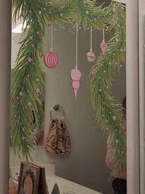 Go to Part 2 to see the next two designs #easychristmasdiy #easydiy #easydrawing #bathroomdecor #pinkchristmas #chalkmarker #acrylicmarker #acrylicart #mirrorart #mirrorpainting #windowart #windowpainting #christmaswindowpainting #chalkpainting #christmasonabudget 