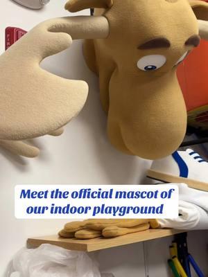 A moose is loose at our indoor playground #jamtimeplay #moose #moosemascot #indoorplaygroundowner #indoorplayground #mascot #jtthemoose 