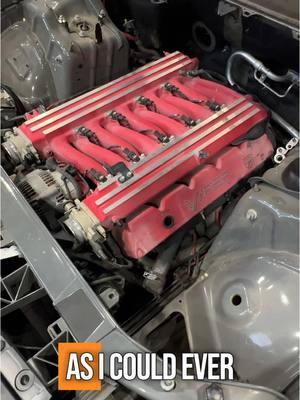 A Viper v10 BARELY fits into a Hellcat engine bay. Do with that information what you will! #demon170 #dodge #dodgedemon #dodgechallenger #dodgecharger #hellcat #redeye #mopar #challengerhellcat #scatpack #moparfam #moparnation #carsoftiktok #cartok #srt10 #ramsrt10 #viper