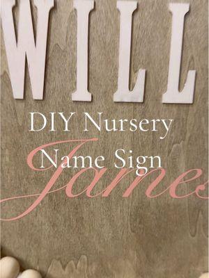 DIY nursery decor name sign! Everything I used was from Hobby Lobby!  #nurserydecor #nursery #babynamesign #DIY #hobbylobby #babydecor #nurserysetup #MomsofTikTok #momtok 