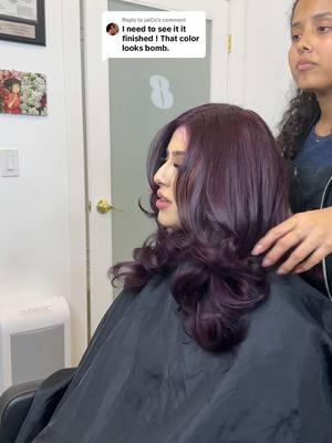 Replying to @jaiCo Some grape soda?🍇🤭 #blowout #blowdry #layers #layeredhaircut #grape #purplehair #lahair #colourmelilyrose 