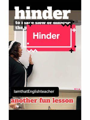 In this quick and engaging lesson, we’re breaking down the word “hinder”—what it means, how to use it in a sentence, and its impact on everyday communication. Learn how this powerful verb describes obstacles or delays and explore fun, relatable examples you can apply to your own writing or conversations. Watch till the end  #AfricanAmericanTeacher #TeachersOfTikTok #HighLevelVocabulary #WritingIdeas #CompositionWriting #EnglishWordsForEssay #IELTS #WritingVocabulary #HowToImproveGrammar #SubjectVerb #PastParticiple #Hinder #WordOfTheDay #GrammarLesson #MiddleSchoolTeacher #VocabularyBuilding #LearnWithMe #EnglishLanguage #GrammarTips #WordsMatter #AfricanAmericanTeacher #TeachersOfTikTok #HighLevelVocabulary #WritingIdeas #CompositionWriting #EnglishWordsForEssay #IELTS #WritingVocabulary #HowToImproveGrammar #SubjectVerb #PastParticiple