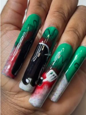 THE HASH SLINGING SLASHER!😱💚 @Angel | Nail Artist used our magic disappearing pigment for these iconic nails!  #spongebobnails #nailartist #nailsart #naildesign #nailzbydevshop #gelnailart 