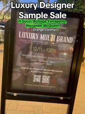 Luxury Designer Sample Sale in Orange County with brands like Gucci, Bottega Veneta, and Ferragamo hosted by @Eclipse Sample Sale ! They normally have this sale in LA but they brought it down to Irvine for this week until Dec 15th 3949 Portola Pkwy, Irvine, CA   #samplesale #warehousesale #losangeles #orangecounty #gucci #bottega  #designerdeals #designersale #designerfinds