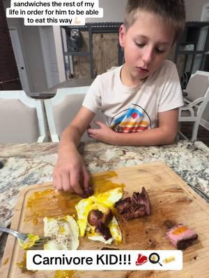 We have a carnivore on our hands! Now just to make enough money to be able to pay for him to eat this way! Big things in this little boys future! @Cash, Cali, & Bentley 🙉🙊🙈❤️ #carnivore #diet #workout #steak #eggs #cuttingboard #hungry #boy #son #father #food #parent #cook #sacrafice 