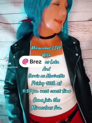 Going #live with @Brez on December 13th at 4:30pm west coast time. Come hang out as we are dresses as #marinettedupaingcheng and #lukacouffaine adult versions. #miraculous #miraculousladybug #miraculousladybugtiktok #lukanette #cosplay #cosplayers #fyp 