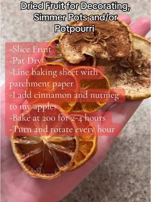 I dried some fruit for holiday gifts! It’s super easy, but takes time. You can use these in simmer pots, potpourri or to decorate for the holidays! #holiday #driedfruit #yule #wintersolstice #homemade 