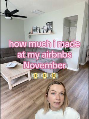 How much money I made at my Airbnb’s for the month of November💰 I’m going to be filming an end of the year profit/loss recap soon so lemme know any questions you have about the money side of Airbnb! My Airbnb’s are in 📍Wilmington, NC Also I’m not an accountant so don’t come for me for describing things as profit/expenses/whatever. You know what I’m trying to say lol #airbnb #airbnbhost #financialtransparency #airbnbsuperhost #vrbo #airbnbcleaning #shorttermrental  #airbnbcleaner #airbnbhosttips #wilmingtonnc #ilm #airbnbprofit #str 