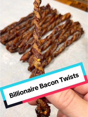 Billionaire Bacon Twists 👀  These are sooooo good! Full recipe on cookingintheyard.com #bacon #candiedbacon #meatcandy #bbq #snacks #appetizers #foodvideo #brunch #breakfast #baconrecipe 