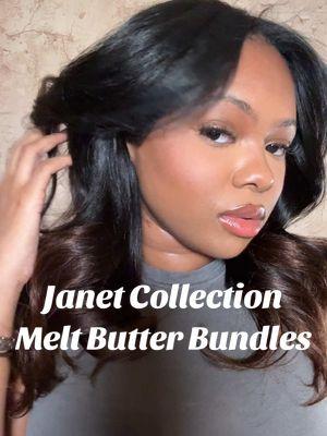 Hair that you can dye, perm, and style? 💇🏽‍♀️ @janetcollection has you covered with the New Melt Butter Bundles. I created this trendy layered look with 14,16,18 Natural Straight. Grab yours now, conveniently at your local or online beauty supply. Pair it with the matching Melt Nuskin Lace Closure for the ultimate protective style!”  #janetcollection #meltbutterbundles #quickweave #hairtutuorial 