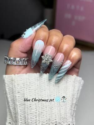 blue Christmas set❄️⛄️  Save for inspo! - -#gelx #nails #art #bluechristmas #christmas #nailtech #gelxtech #nailtok #foryoupage #fyppp #nailcommunity #viralvideo #trendynails 