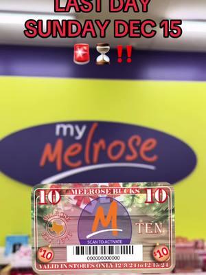 ‼️LAST CHANCE‼️✨Redeem your Melrose Bucks NOW💵!! Don't miss out, redeeming period ends  this Sunday, December 15!⌛ #MyMelroseStore #SaveBig #HolidayShopping #HolidayDeals #HolidaySavings #ShopSmart #FestiveShopping #SeasonalSavings #FamilyFashion #holiday 