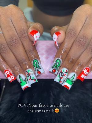 or should I say grinchmas nailsss😏😭, book _thetwinstouch on instagram❤️ #christmasnails #nailinspo #fyp #foryou #foryoupage #kymorajean #fypシ #nails #nailart #grinchmas #grinchnails #uanailtech #ualbany #ualbanynailtech #collegenailtech 