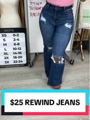 YES YOU’RE SEEING THIS RIGHT‼️ REWIND JEANS $25 TODAY ONLY 👀 RELAXING AND REWINDING IN STYLE. COMFORT IS KEY. HIGH WAISTED, MEDIUM WASH, WIDE LEG FIT JEANS WITH KNEES RIPS AND LIGHT DISTRESSING. PAIR WITH FAVORITE BODYSUIT OR T-SHIRT. #swank #swankaposh #jeans #jean #stretch #stretching #shopping #deal #save #savemoney #TikTokShop #sizes #ladies #ladiesoftiktok 