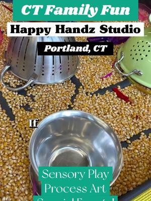 Happy Handz Art Studio is fun for messy sensory play in Portland CT.  #ctvisit #connecticut #ctkids #portlandct #ctfamilyfun #toddlerart #sensoryplay 