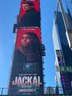 Just defying gravity, no big deal.  All episodes of #TheDayOfTheJackal are streaming now on Peacock. #EddieRedmayne #TimesSquare #Billboard 