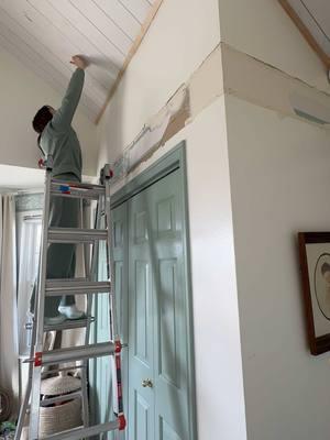 If you need me i'll be filling nail holes! #DIY #shiplapceiling 