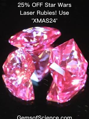 Star Wars laser rubies are back with a big restock and a big sale!  Through Christmas use coupon code 'XMAS24' to get 25% off on them at GemsOfScience.com! #gems #ruby #starwars #lasers #laser #sdi #coldwar #1980s #christmas #science 