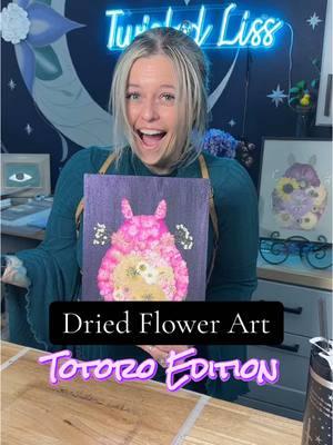 I'm still in shock! And honored to make this for a fellow artist/creator 🖤 #flowers #totoro #driedflowers #crafty #flowerlover #ghibli #coraline #studioghibli #dryflower #sootsprites 