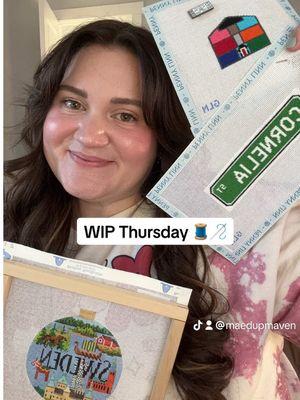 My very first #wipwednesday, except it’s Thursday. Guess there’s next week! Canvases are from @Penny Linn/@grandinlane_needlepoint, and @BeehiveNeedleArts! #needlepoint #needlepointtiktok #ndlpt #lns #ndlptcanvas 