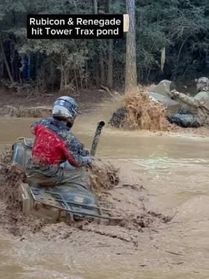 Rubicon & Renegade hit Tower Trax pond YouTube video: "Rubicon & Renegade Hole for Hole at TOWER TRAX ATV" #hondarubicon #atv #mudding #mudriding #4wheeler #fourwheeler #canamrenegade #canam #xmr #towertrax 