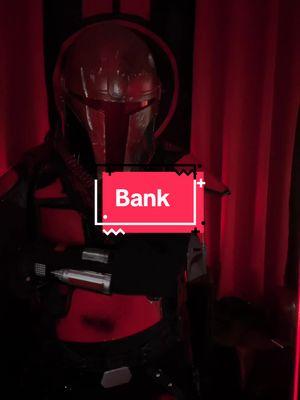 The best way to catch a criminal. Take their money. The best way to eliminate a criminal? Hire the Red Menace.  #fyp #starwarscosplay #mandaloriancosplay #clanpool #lannispool #fakeweapon⚠️ #BookTok #maskedmen 